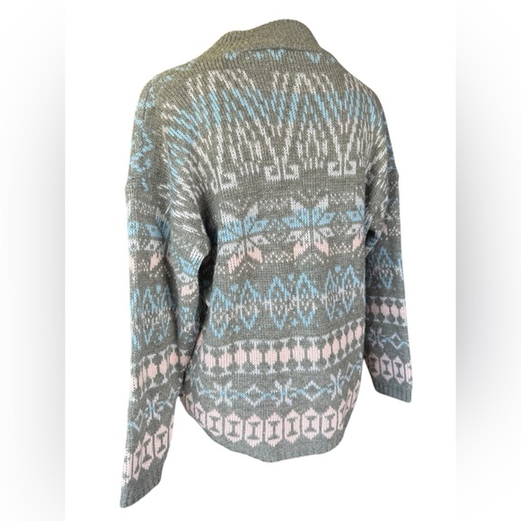 vintage 90’s snowflake pastel sweater mock neck Croquet Club tight knit ribbed - Picture 5 of 10